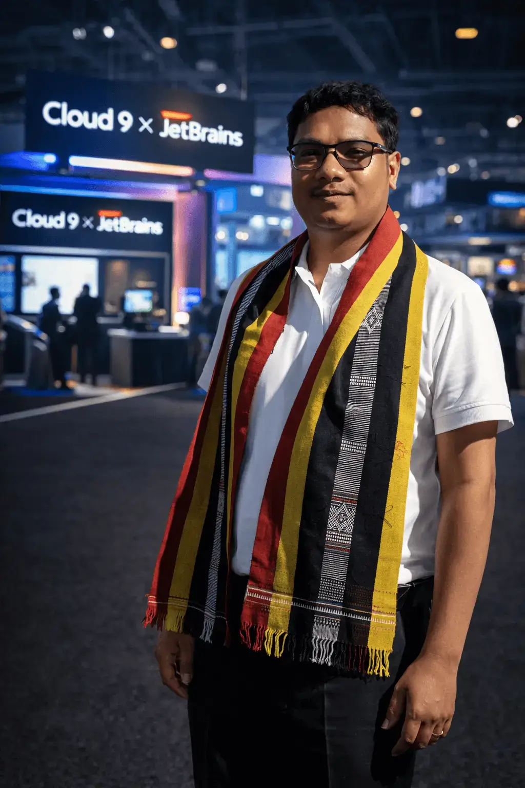 Take a picture in front of the event booth